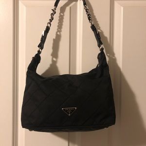 Prada Black Quilted Nylon Purse Handbag Satchel